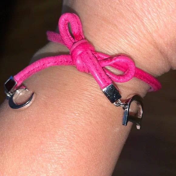 Authentic Christian Dior Leather and Metal Charm Bow Bracelet - Picture 10 of 11